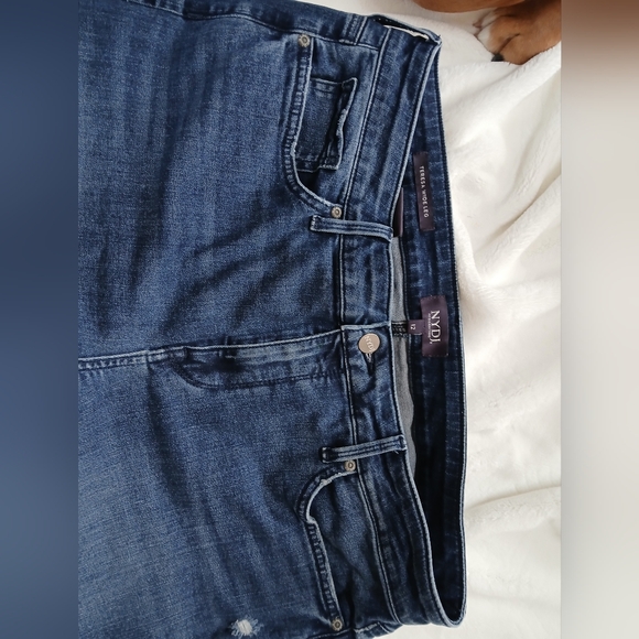 NYDJ Jeans Women's jeans Teresa Wideleg Blue Riverwalk wash Raw hem size 12 - Picture 15 of 16